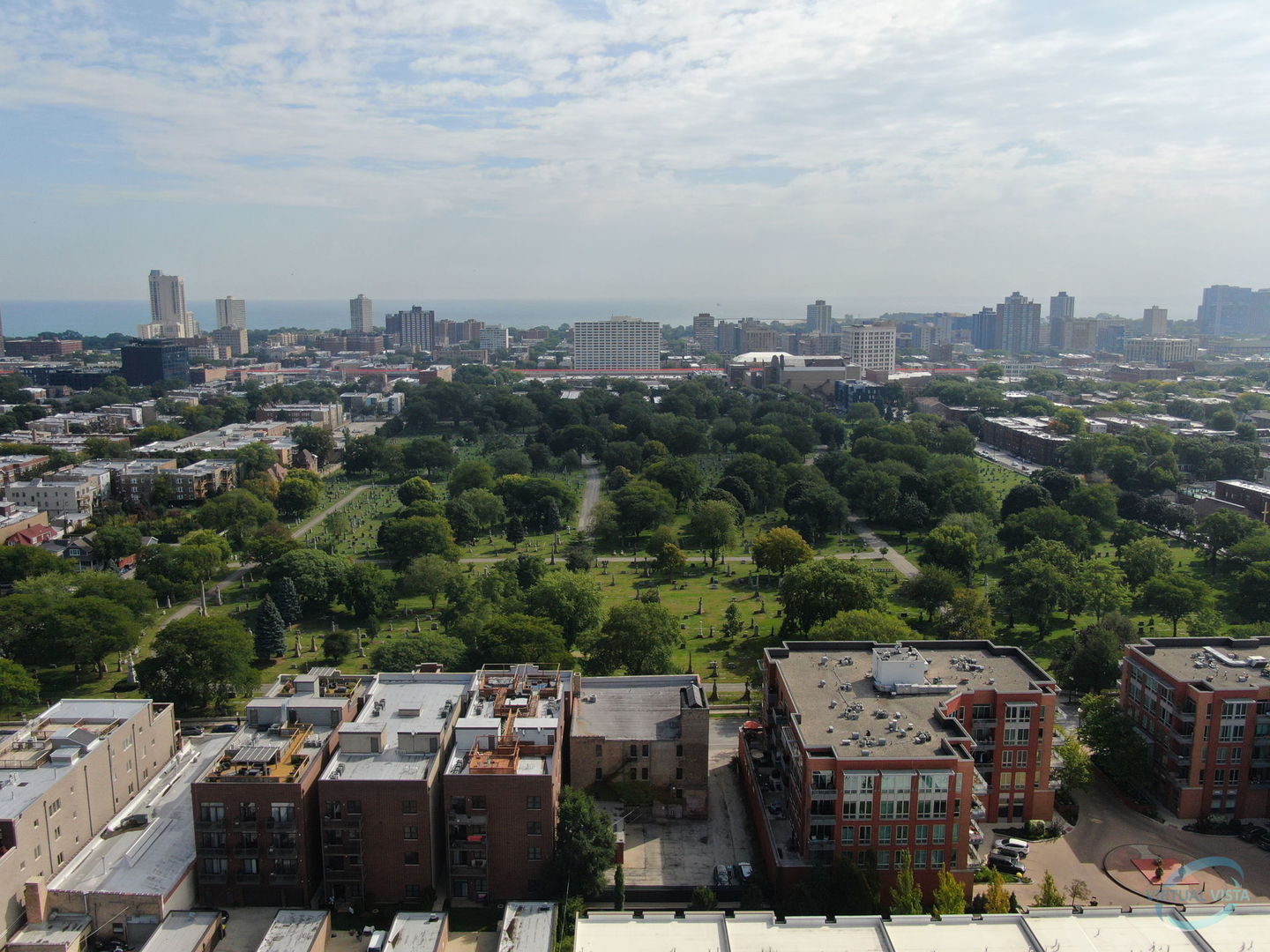 4848 North Clark Street Chicago, IL 60640 - Photo 11 of 14 an aerial view of a city with lots of residential buildings