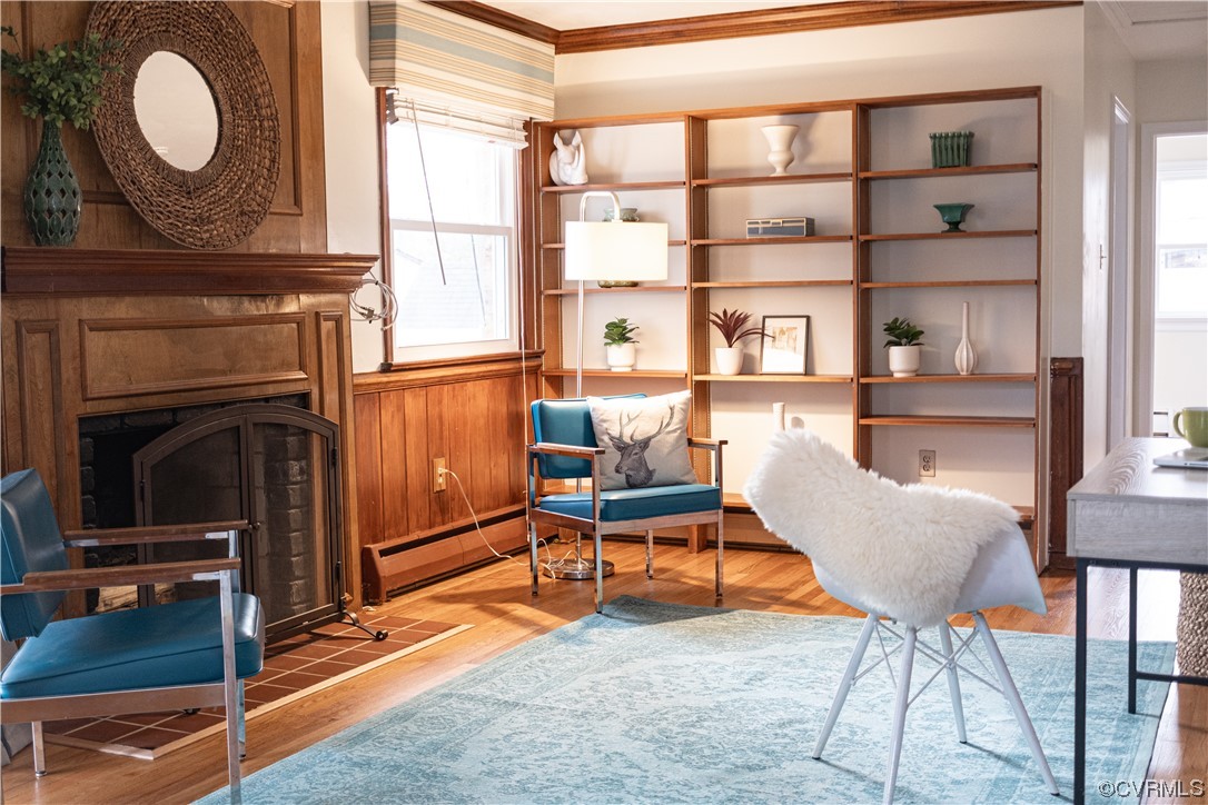 10201 Glendye Road Richmond, VA 23235 - Photo 26 of 50 a living room with furniture a fireplace and a floor to ceiling window