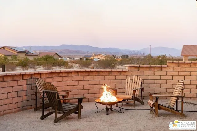 a view of a terrace with wooden floor