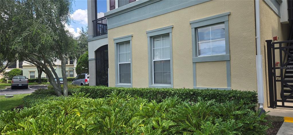 a view of a house with a yard and tree s