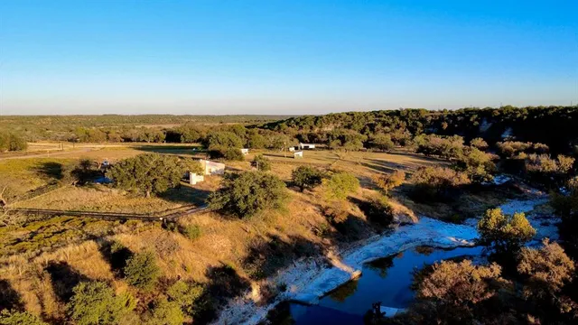 an aerial view of a yard