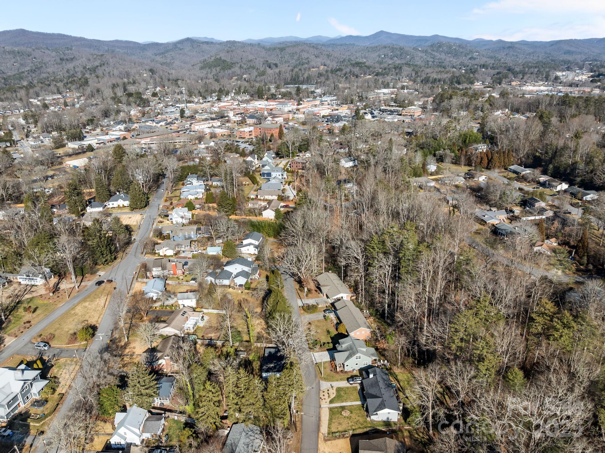 228 Grove Street Brevard, NC 28712 - Photo 44 of 44 an aerial view of residential houses with outdoor space and trees
