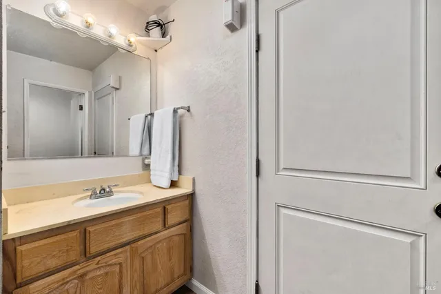 an outdoor space with furniture