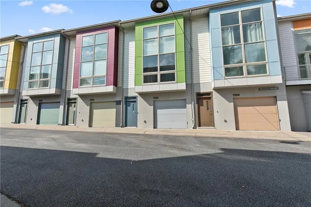 front view of a building with a street