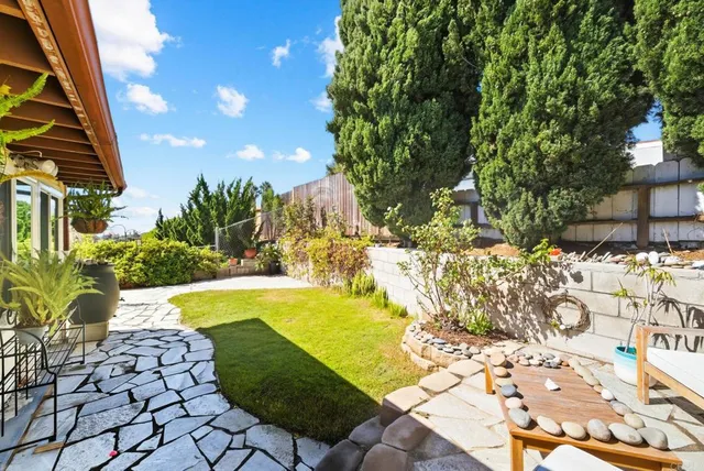 a view of swimming pool with a garden
