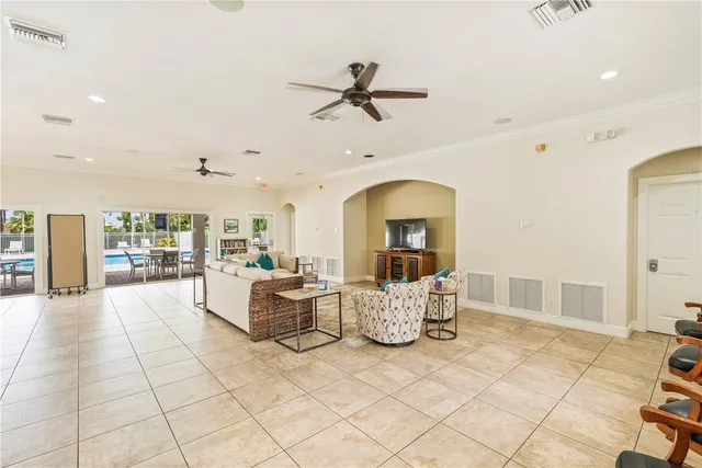 a living room with furniture