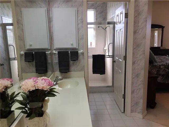 a bathroom with a bathtub