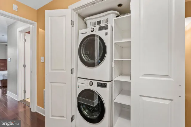 a utility room with dryer and washer