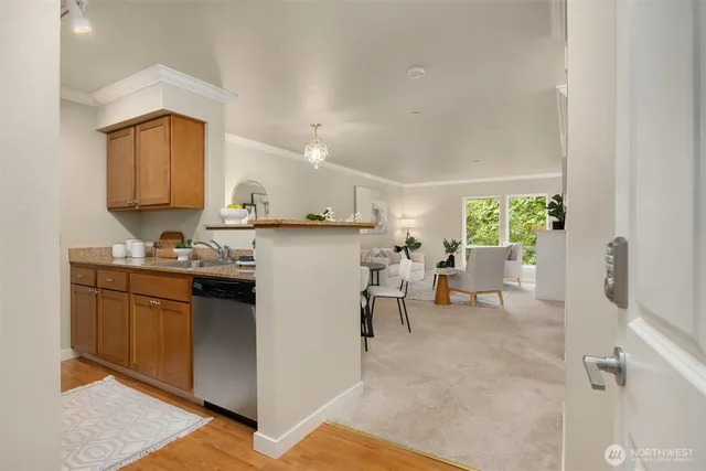 a view of living room with furniture and a window