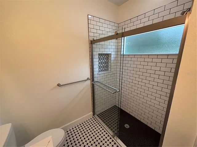 a bathroom with a shower