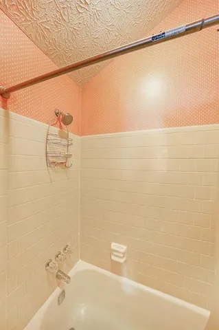 a bathroom with a shower and a bathtub