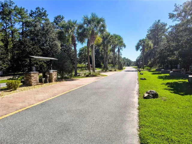 a view of a street with a slide on the road
