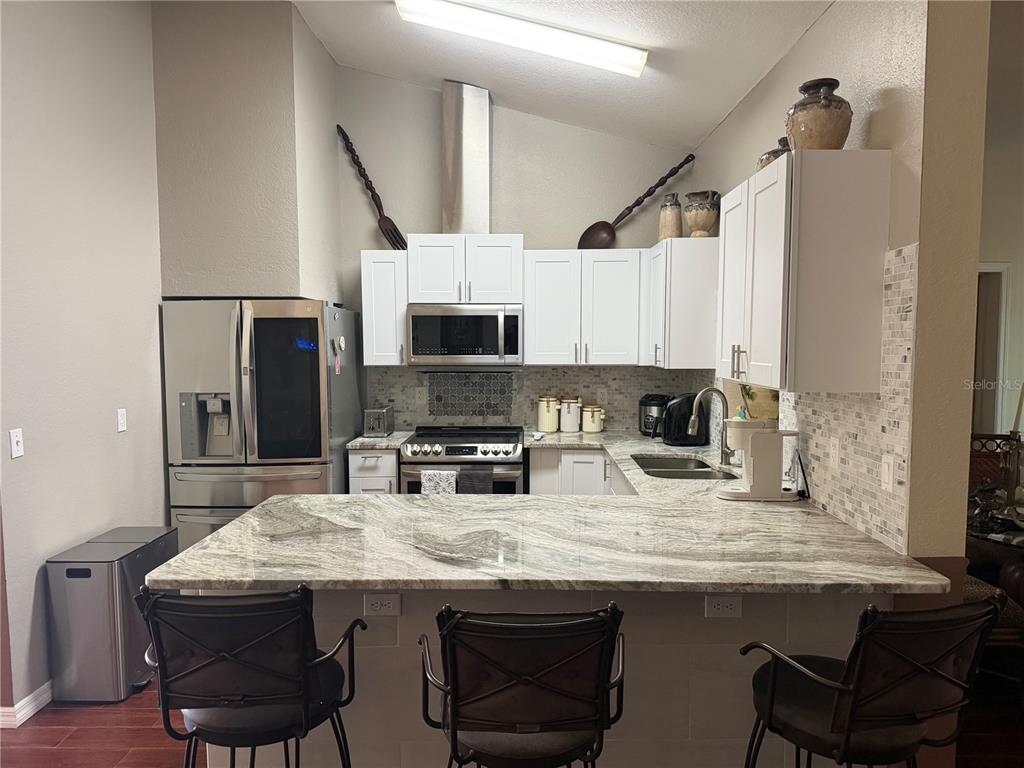 2700 Verna Bethany Road Myakka City, FL 34251 - Photo 18 of 61 a kitchen with granite countertop a sink chairs and cabinets