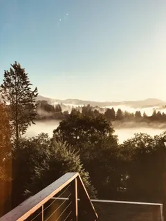 a view of city from balcony