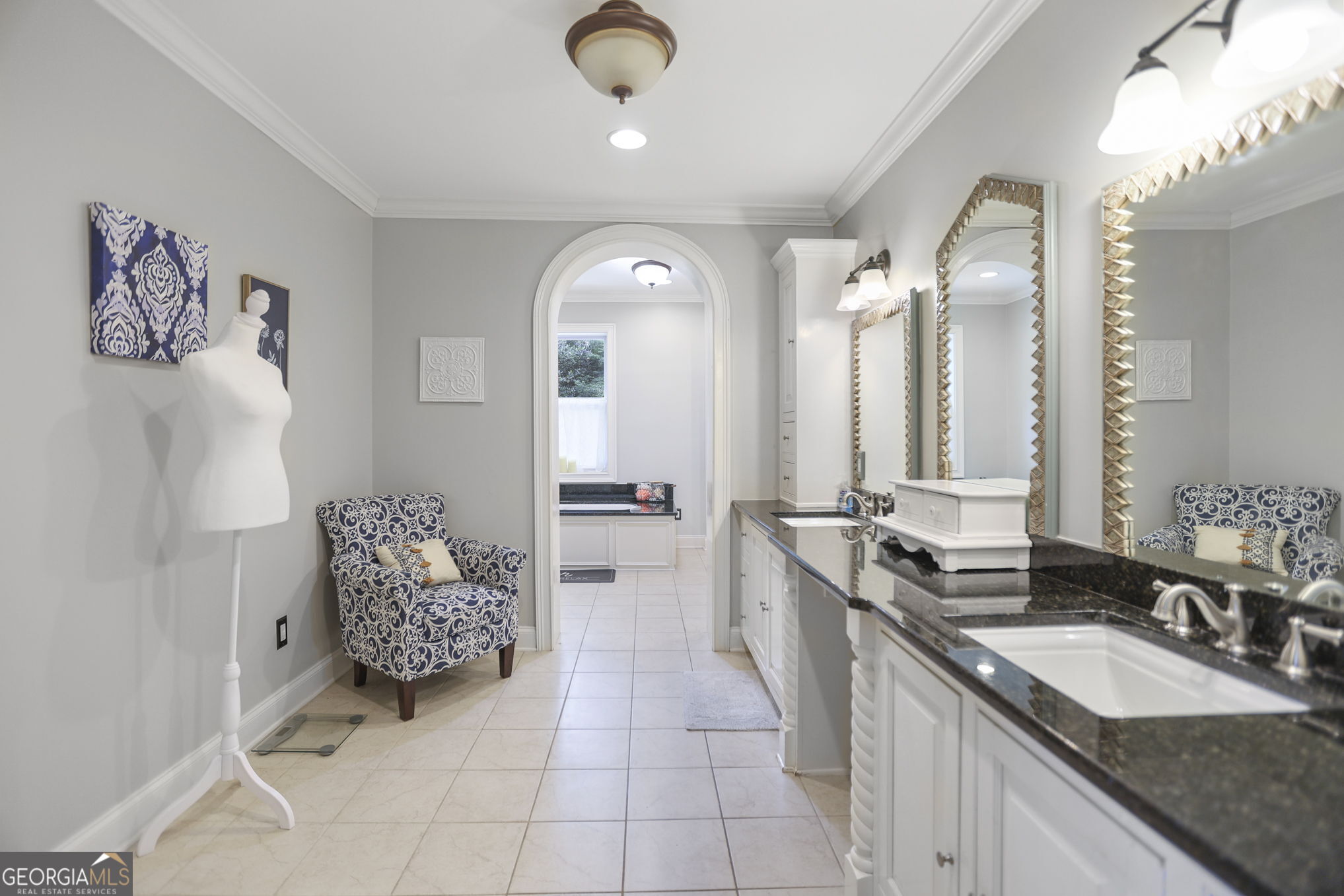 420 Ridgecrest Road LaGrange, GA 30240 - Photo 10 of 48 a spacious bathroom with a granite countertop sink a mirror and a shower