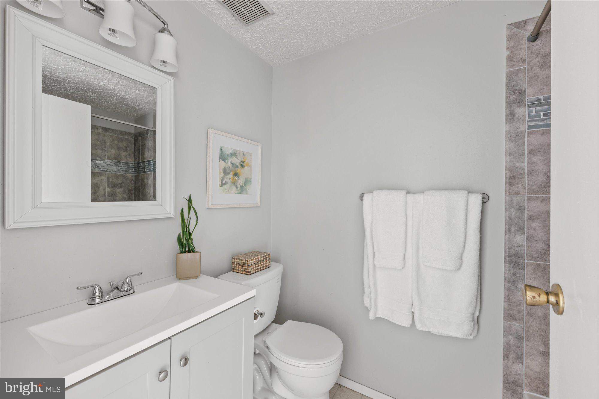 19517 Gunners Branch Road, Unit 431 Germantown, MD 20876 - Photo 20 of 23 a bathroom with a toilet sink vanity and mirror