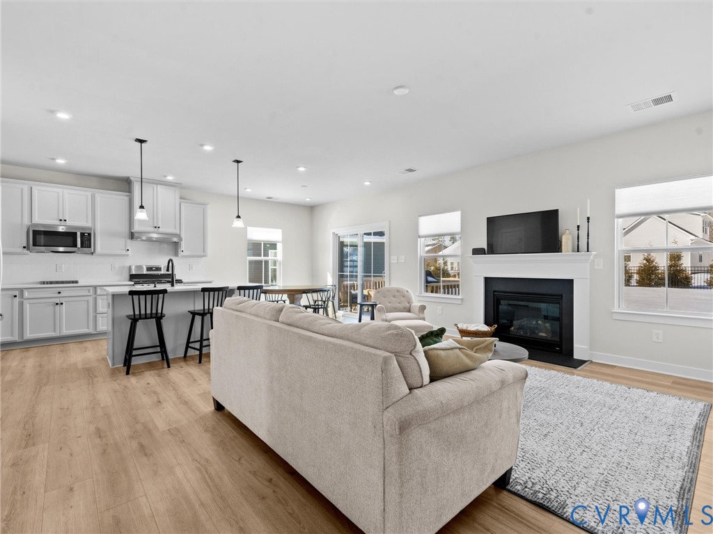 6230 Sheehan Crossing Moseley, VA 23120 - Photo 13 of 32 a living room with furniture a fireplace and a flat screen tv