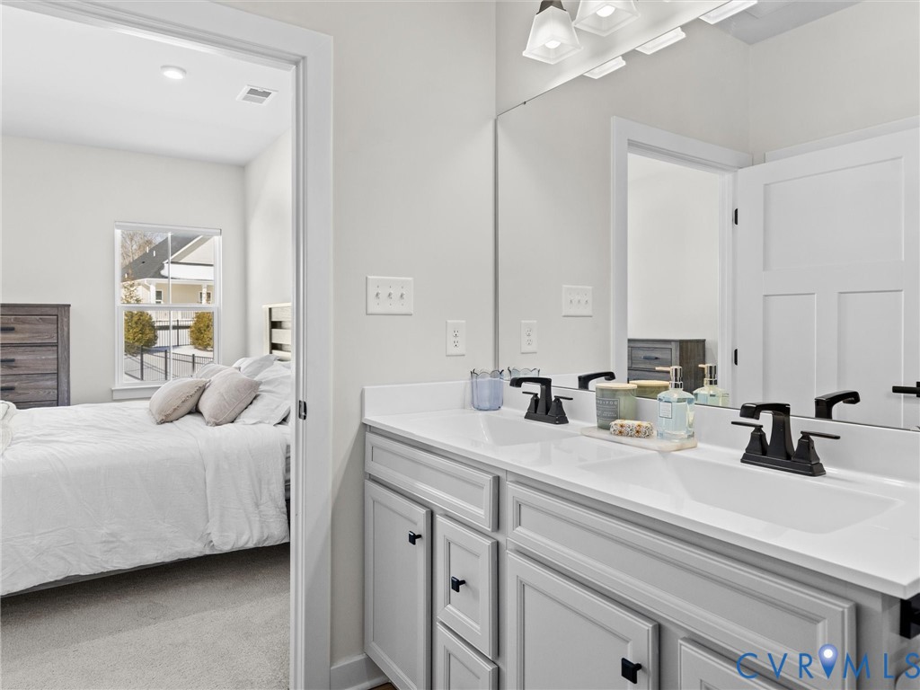 6230 Sheehan Crossing Moseley, VA 23120 - Photo 27 of 32 a en suite bathroom with a double sink and mirror