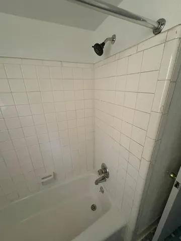 a bathroom with a bathtub