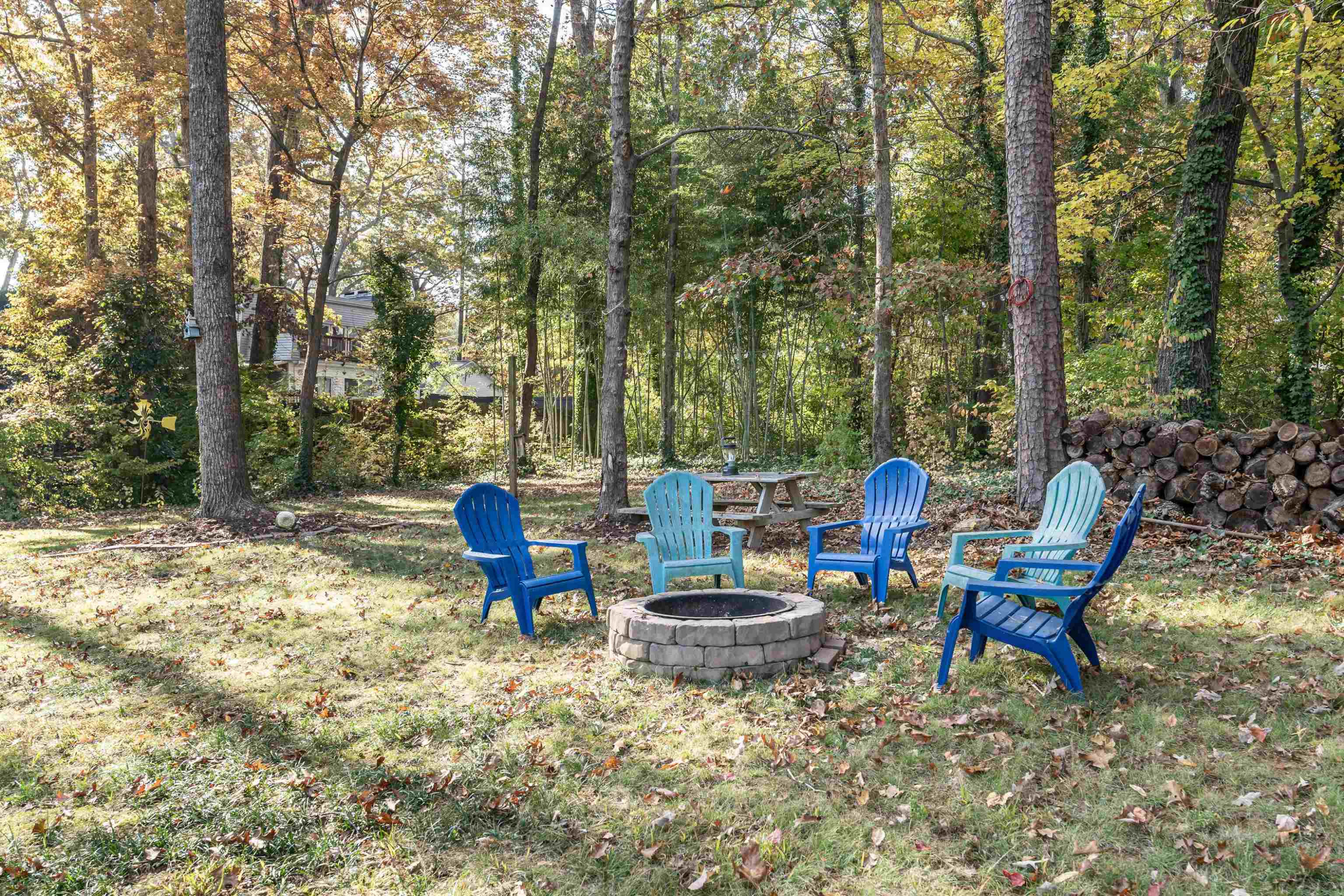 4305 Old Colony Road Raleigh, NC 27613 - Photo 31 of 33 a view of a chairs and fire pit in the backyard of a house