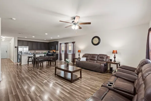 a living room with furniture