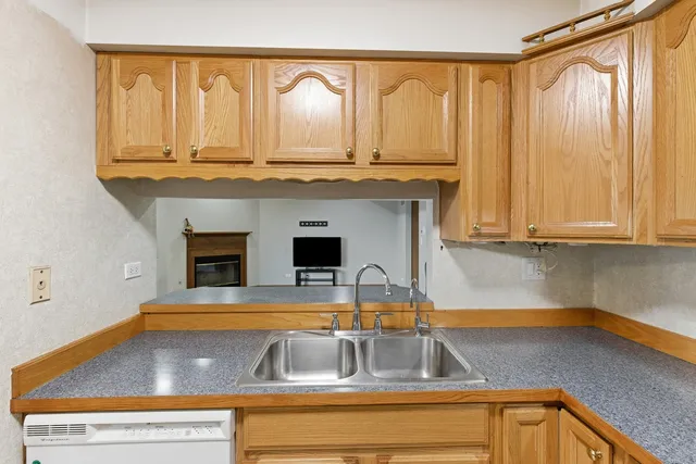 a view of a kitchen counter top space