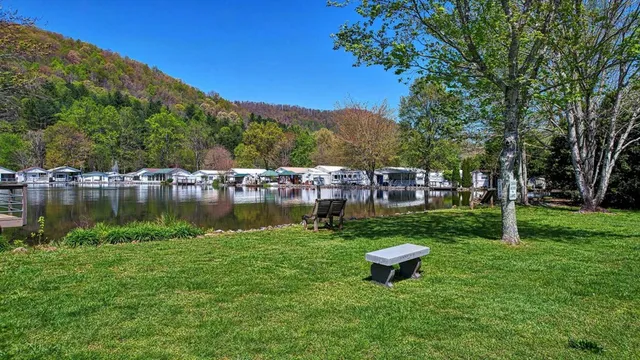 a garden view with a seating space