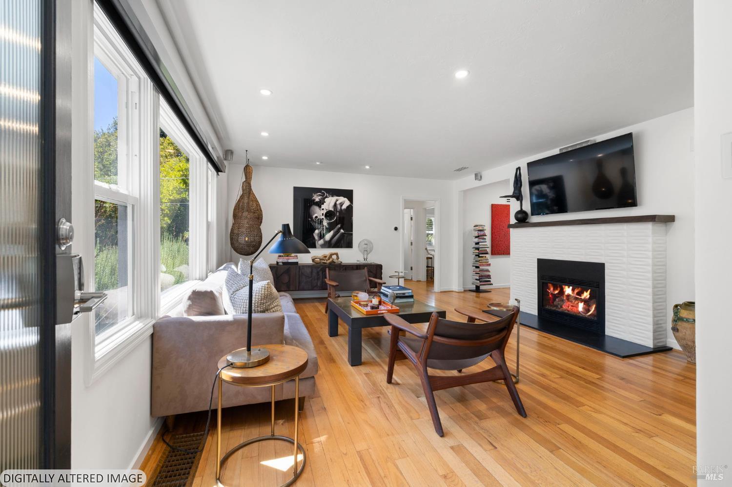 16390 Laughlin Road Guerneville, CA 95446 - Photo 6 of 63 Fire in fireplace digitally altered.