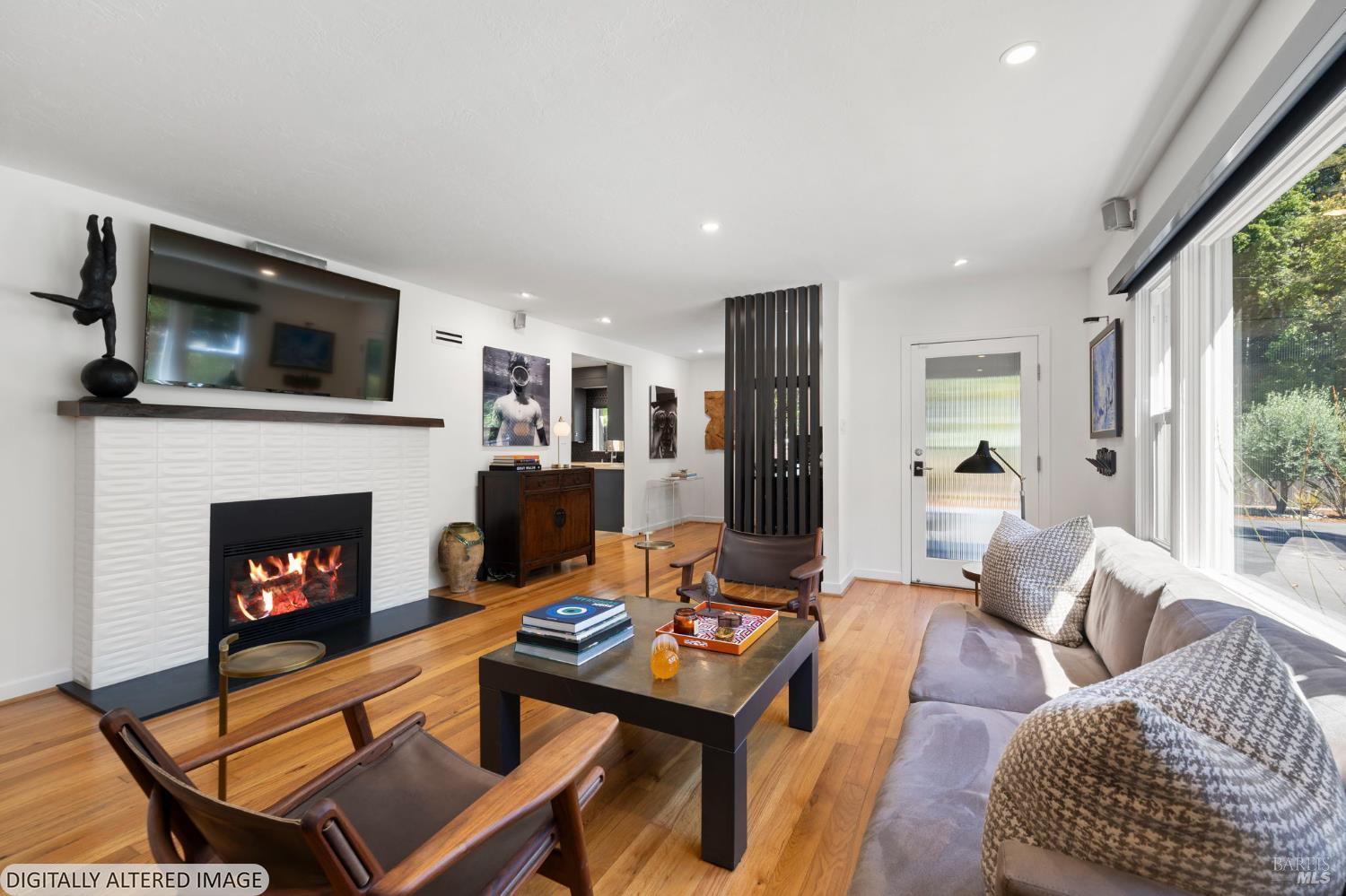 16390 Laughlin Road Guerneville, CA 95446 - Photo 7 of 63 Fire in fireplace digitally altered.