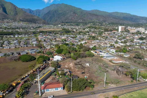 a view of a city with a mountain