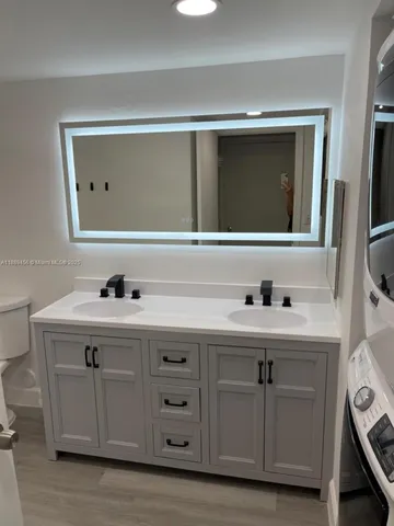 a view with cabinets