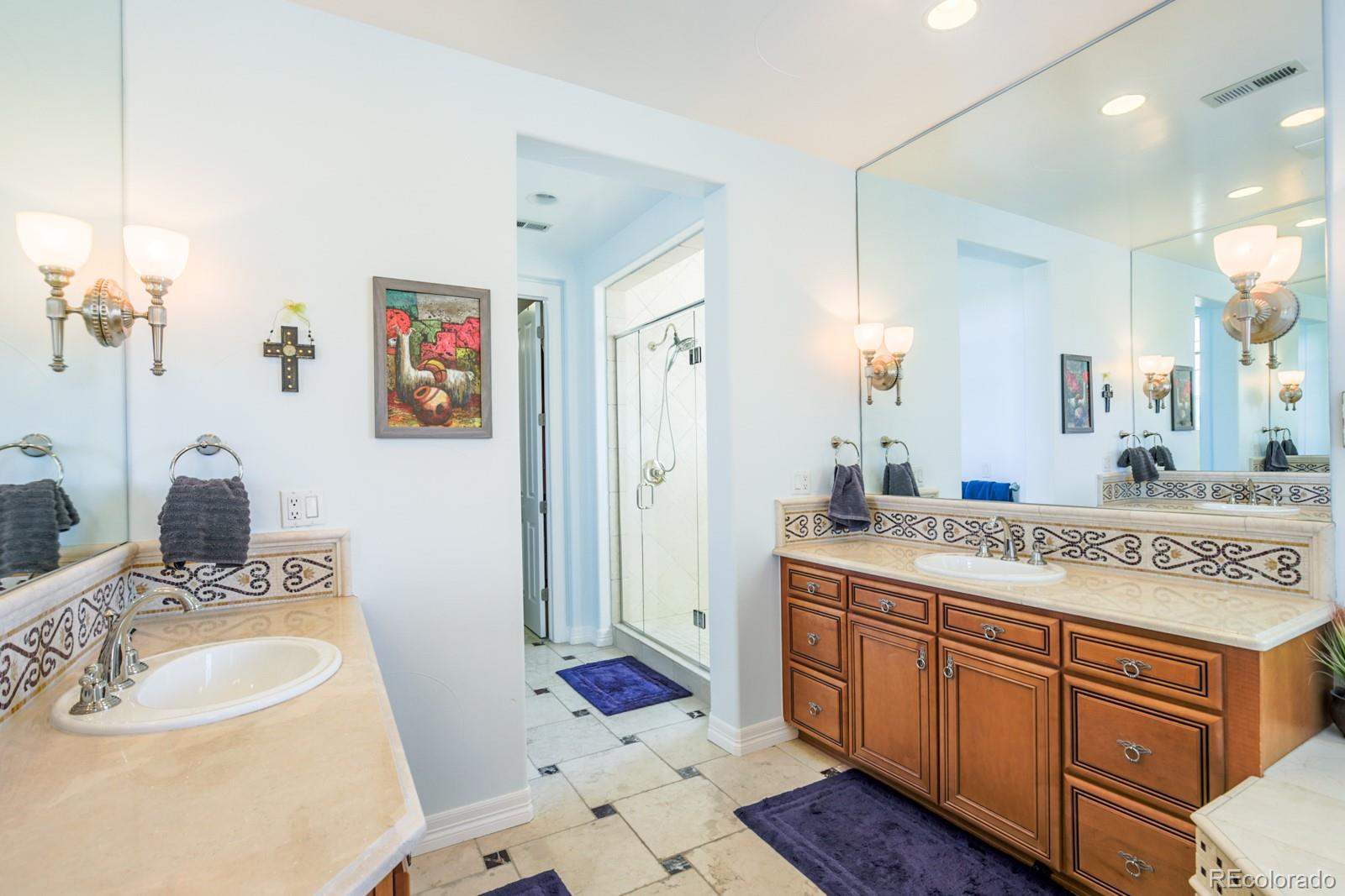 2322 Spruce Way Denver, CO 80238 - Photo 23 of 40 a bathroom with a sink vanity granite and a mirror