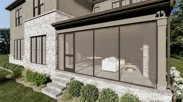 a view of a yard with an outdoor space