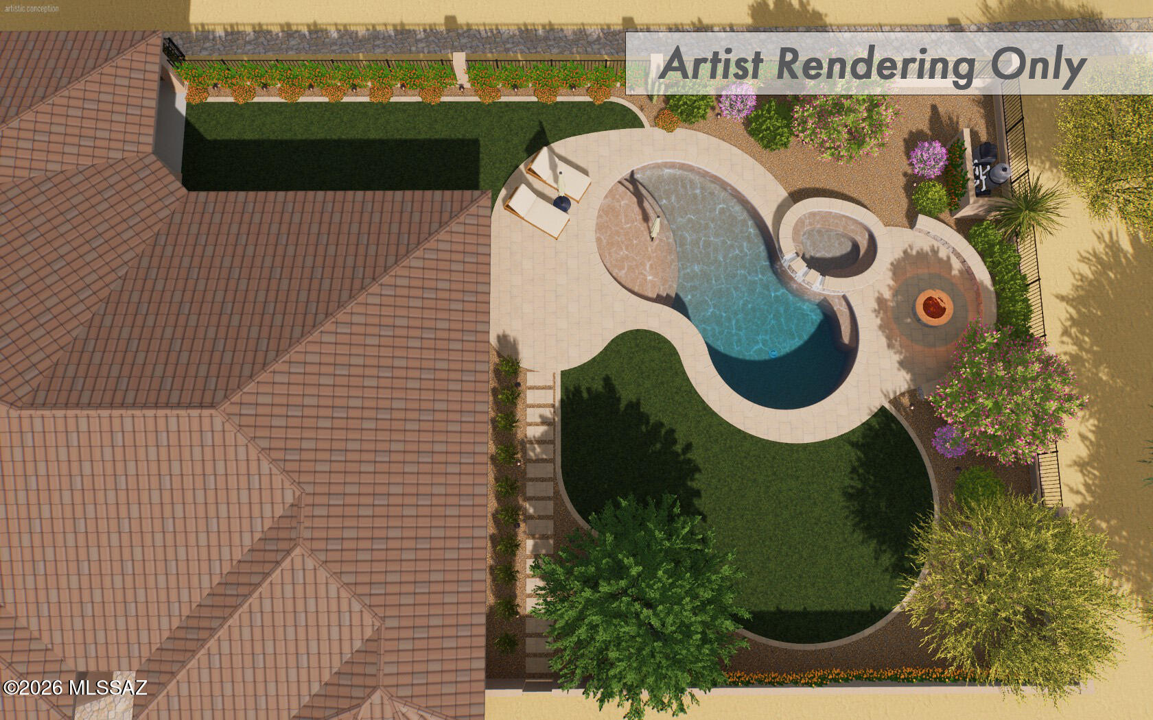 4140 North Pontatoc Road Tucson, AZ 85718 - Photo 49 of 50 Aerial View of Potential Pool Concept