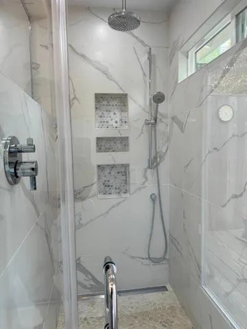 a bathroom with a shower