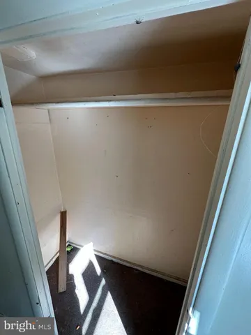 an empty room with a workbench