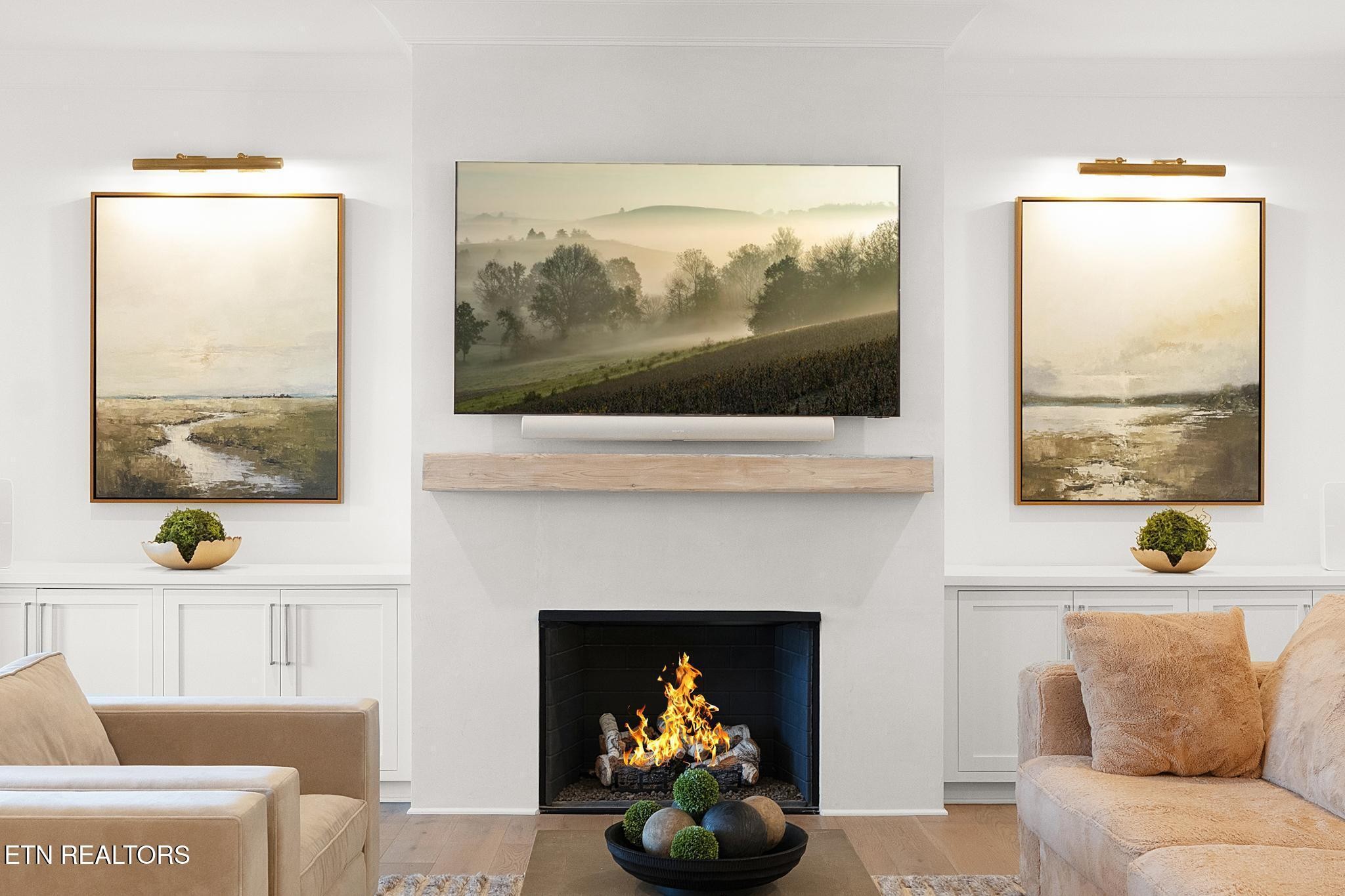 3693 Herschel Hudson Road Lascassas, TN 37085 - Photo 18 of 51 a living room with furniture a fireplace and a flat screen tv