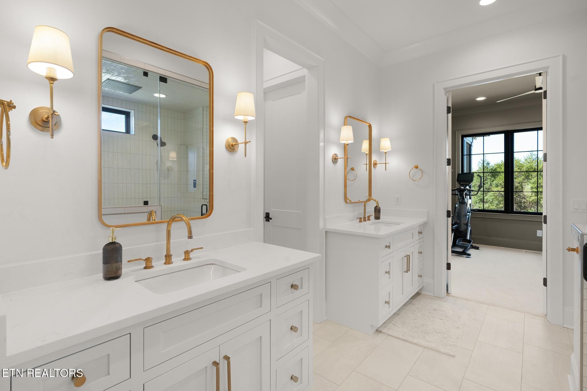 3693 Herschel Hudson Road Lascassas, TN 37085 - Photo 23 of 51 a bathroom with a double vanity sink mirror and shower