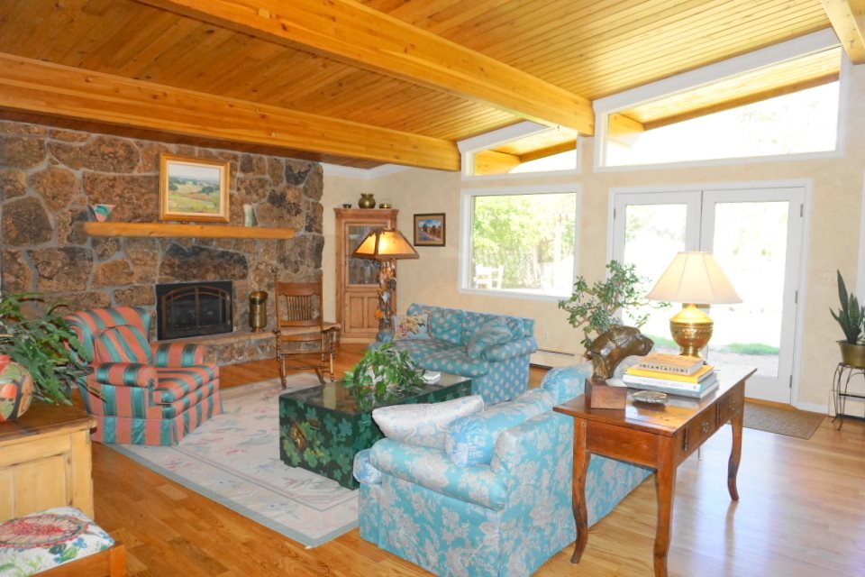 42265 Piburn Flats Road Crawford, CO 81415 - Photo 4 of 35 a living room with patio furniture and a fireplace