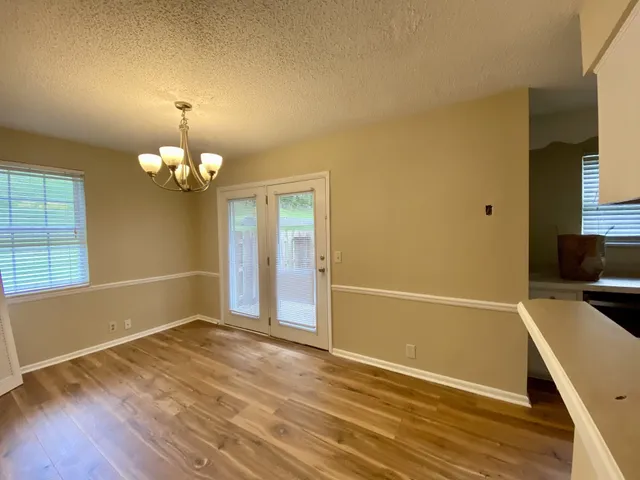 a view of a livingroom with a chandelier