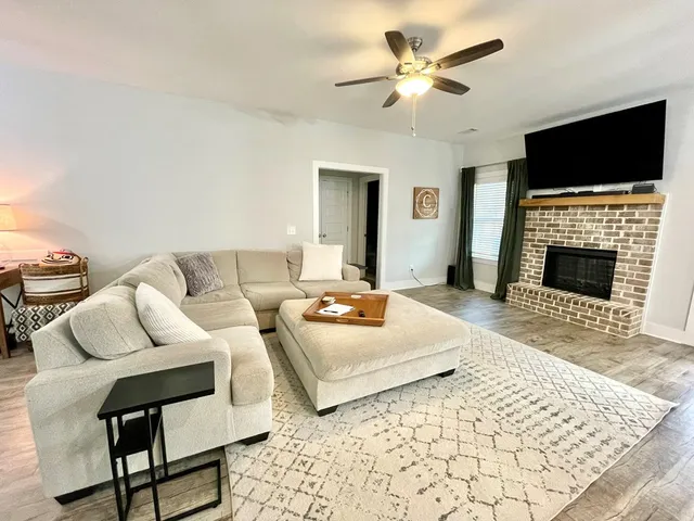 a workspace with furniture and window