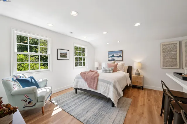 an aerial view of a house with mountain view