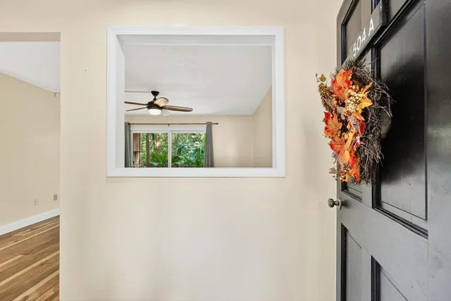 an empty room with windows