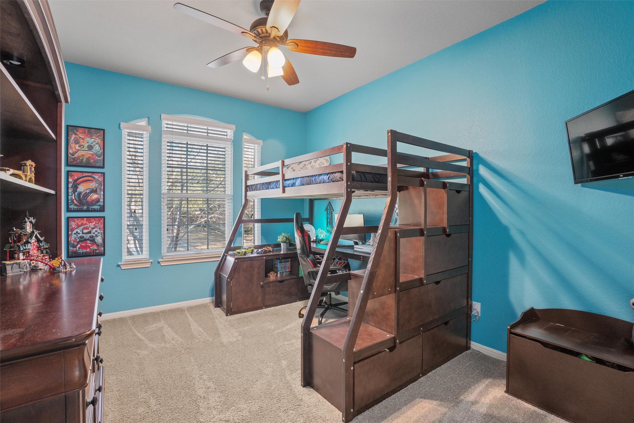 3736 Cerulean Way Round Rock, TX 78681 - Photo 25 of 36 Carpeted bedroom with ceiling fan and a desk
