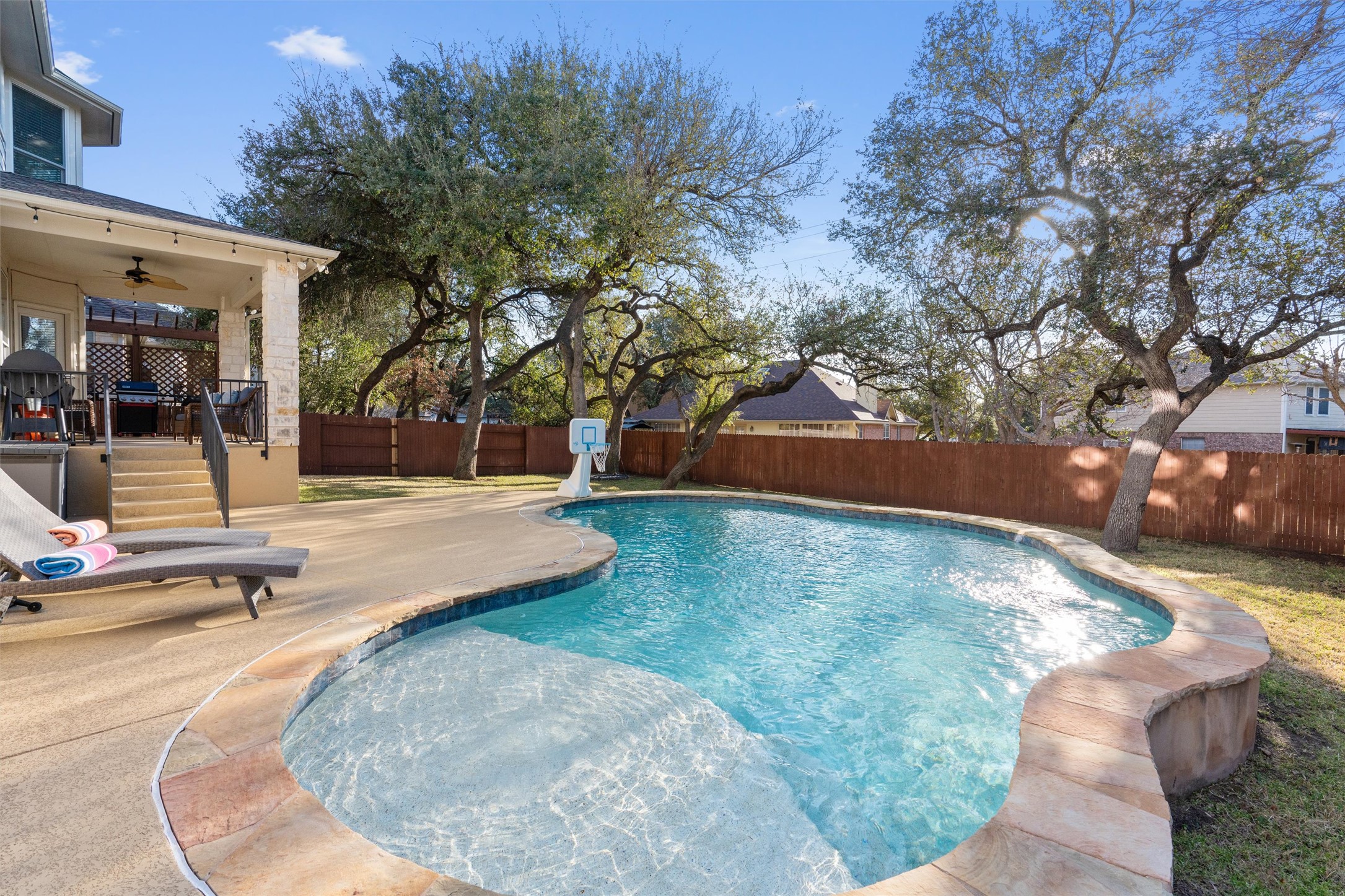 3736 Cerulean Way Round Rock, TX 78681 - Photo 33 of 36 View of pool featuring a fenced backyard, patio surround, and a grill