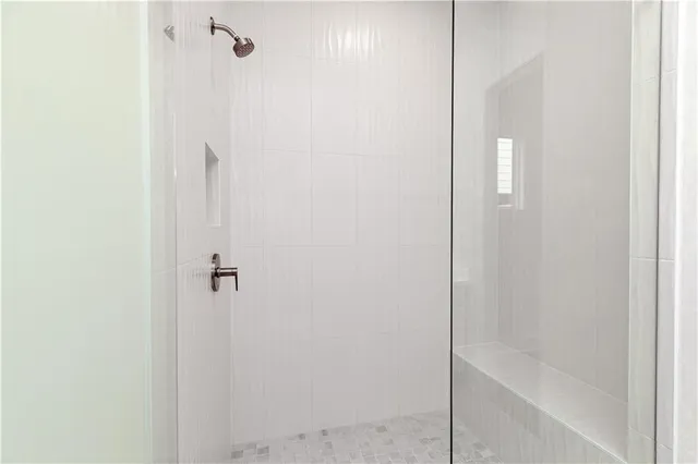 a bathroom with a bathtub