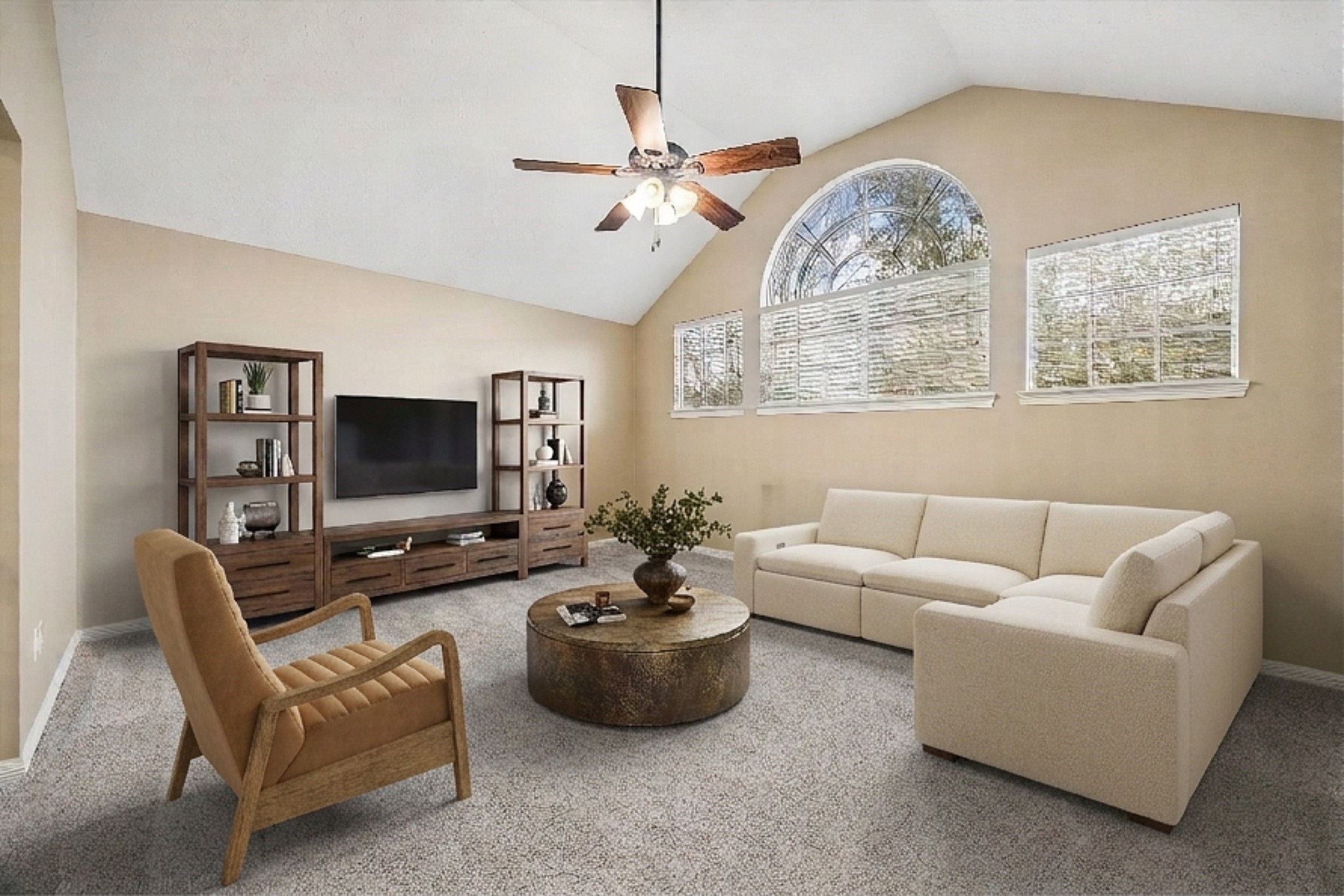 5310 Summerland Ridge Court Houston, TX 77041 - Photo 35 of 46 a living room with furniture a flat screen tv and a large window