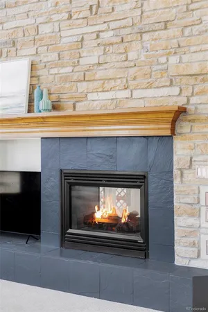 a fireplace with a fireplace