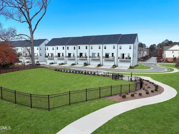 a view of a garden with an outdoor space