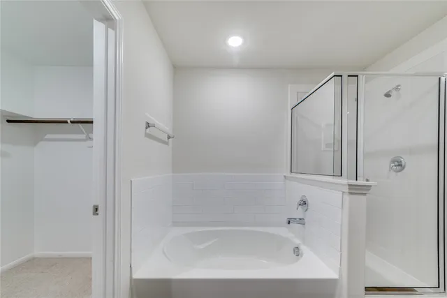 a bathroom with a bathtub